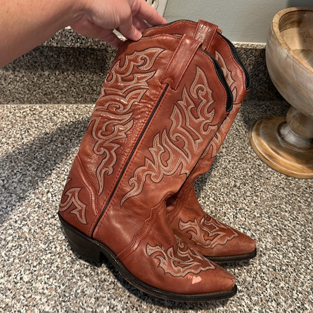 Vintage Leather Western Cowgirl Boots - Picture 7 of 8